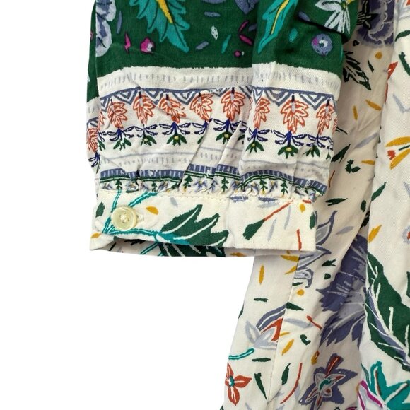 Old Navy Womens Dress Sz M Multicolor Floral Peasant Long Sleeve Pintuck Front - Picture 3 of 8